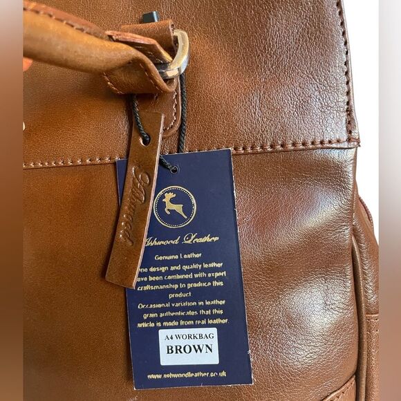 NWT Ashwood Leather, Genuine Leather A4 Large‎ Brown Workbag - Picture 6 of 7